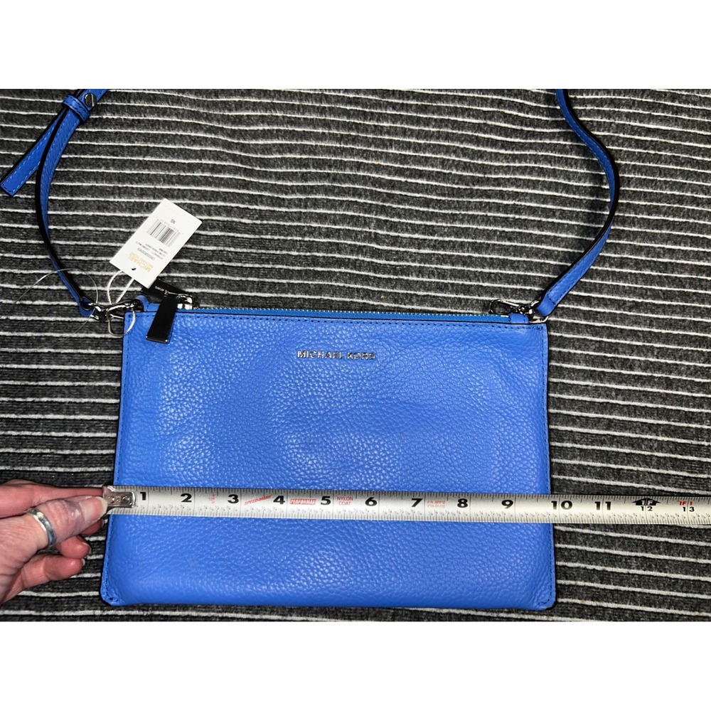 Michael Kors Pebble Leather Double Pouch Crossbody Bag Oxford Multi Blue - Picture 14 of 16